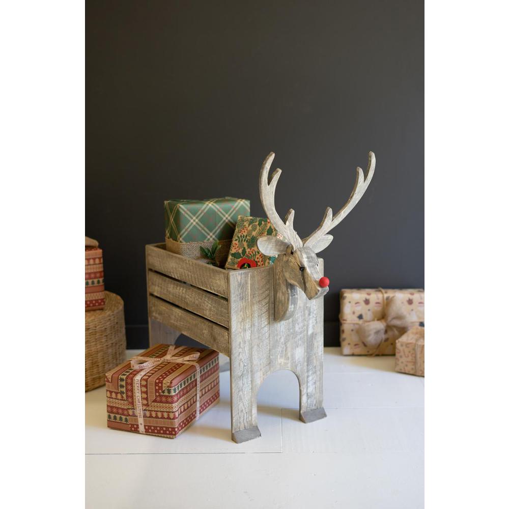 Recycled Wooden Reindeer Crate. Picture 1