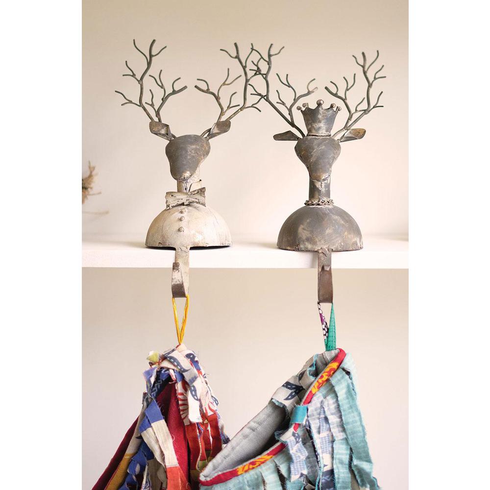 Set Of Two Metal Deer Stocking Holders. Picture 1