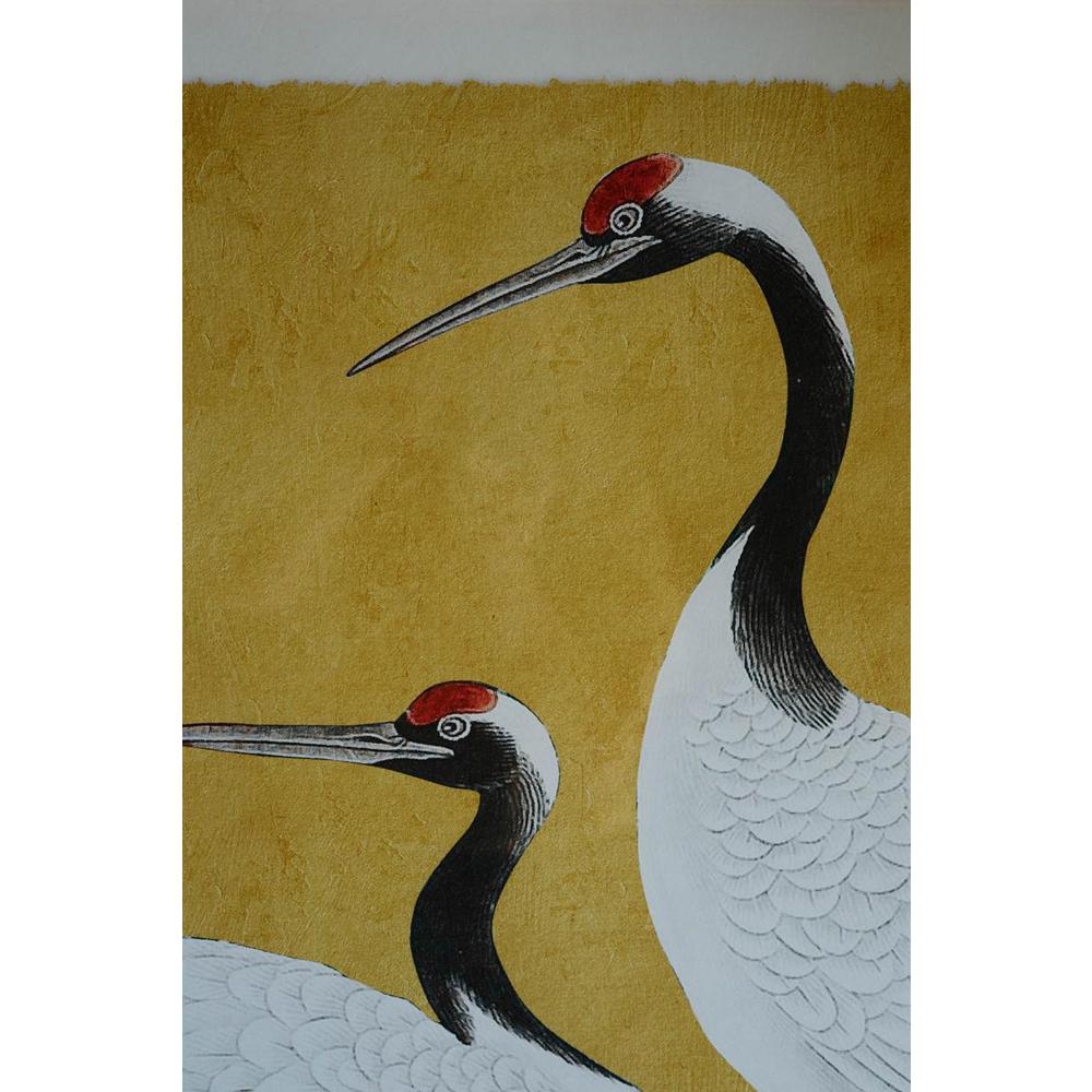 Set 2 Framed Prints Under Glass -Black White And Red Herons. Picture 3
