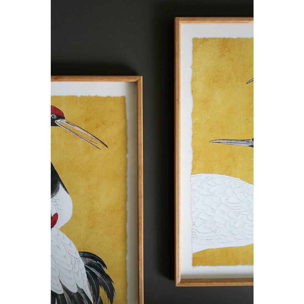 Set 2 Framed Prints Under Glass -Black White And Red Herons. Picture 4
