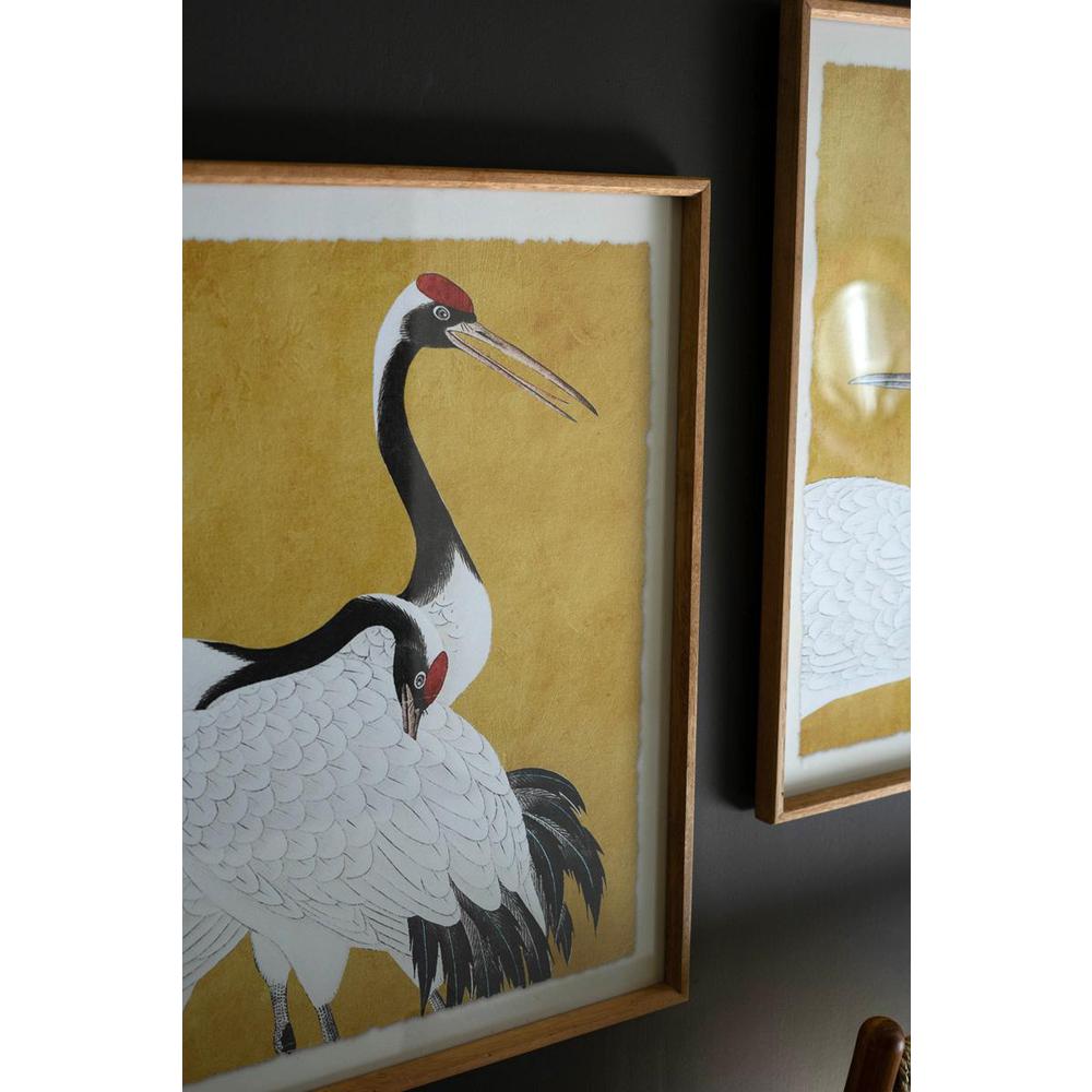 Set 2 Framed Prints Under Glass -Black White And Red Herons. Picture 6