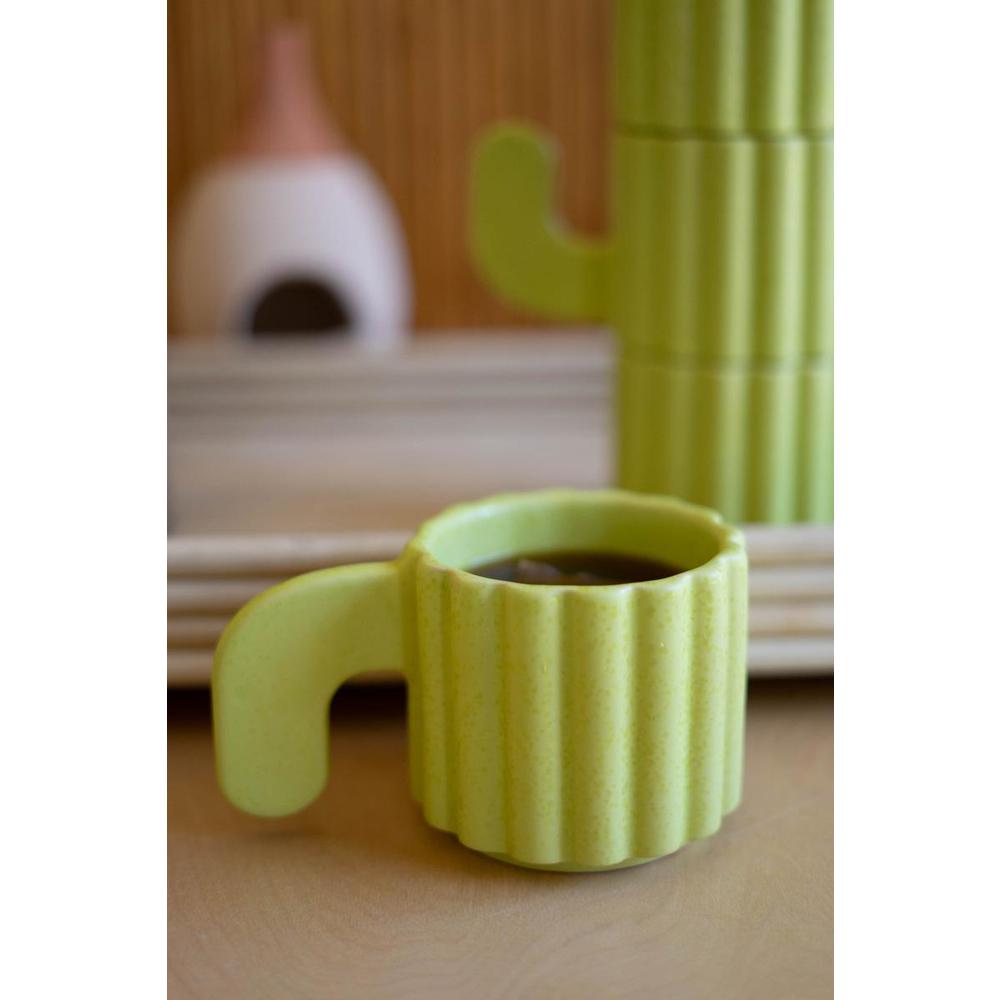 Set Of Four Stacking Ceramic Mugs - Cacti Mugs. Picture 3