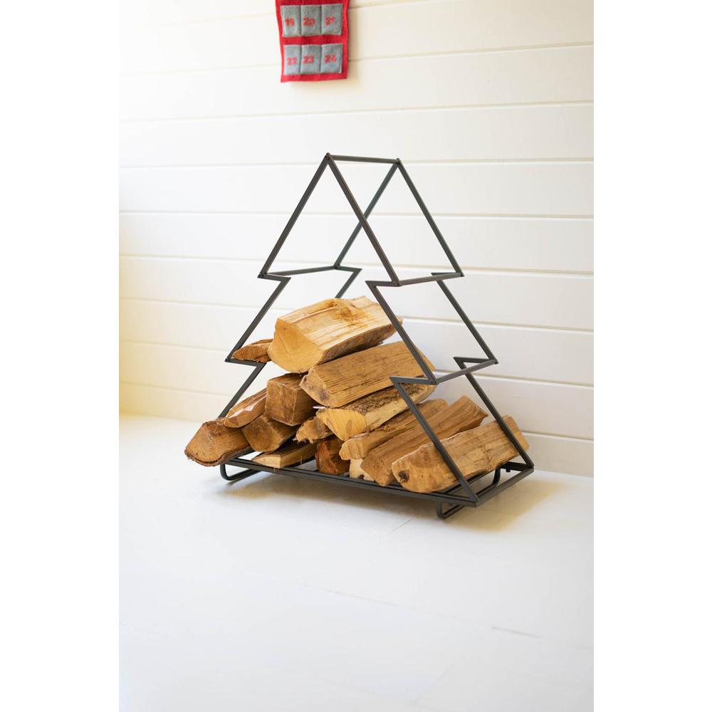 Iron Christmas Tree Firewood Holder. Picture 3