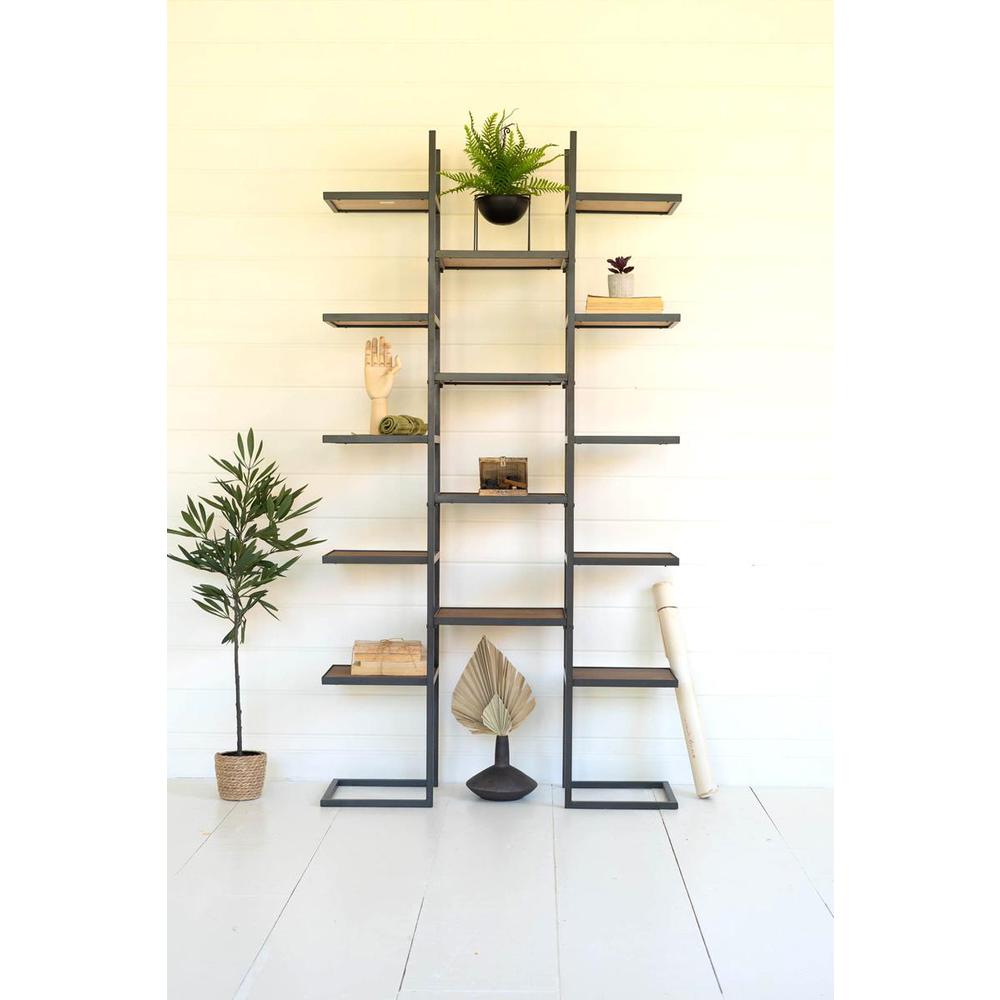 Metal And Wood Tall Geometric Display Shelves. Picture 3