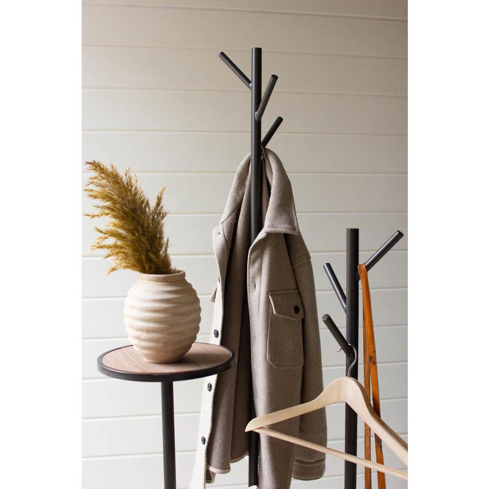 Metal And Wood Coat Rack With Round Shelves. Picture 3