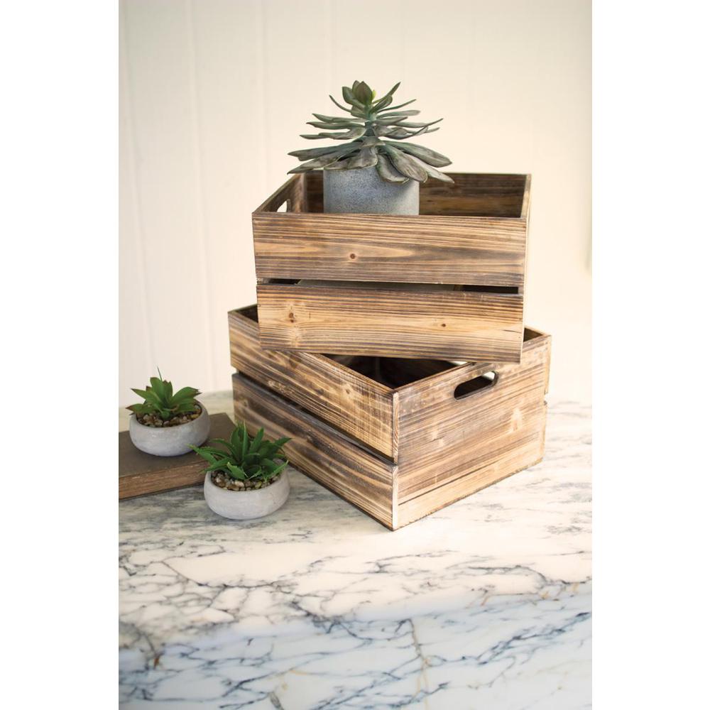Set Of Two Wooden Slatted Crates. Picture 1