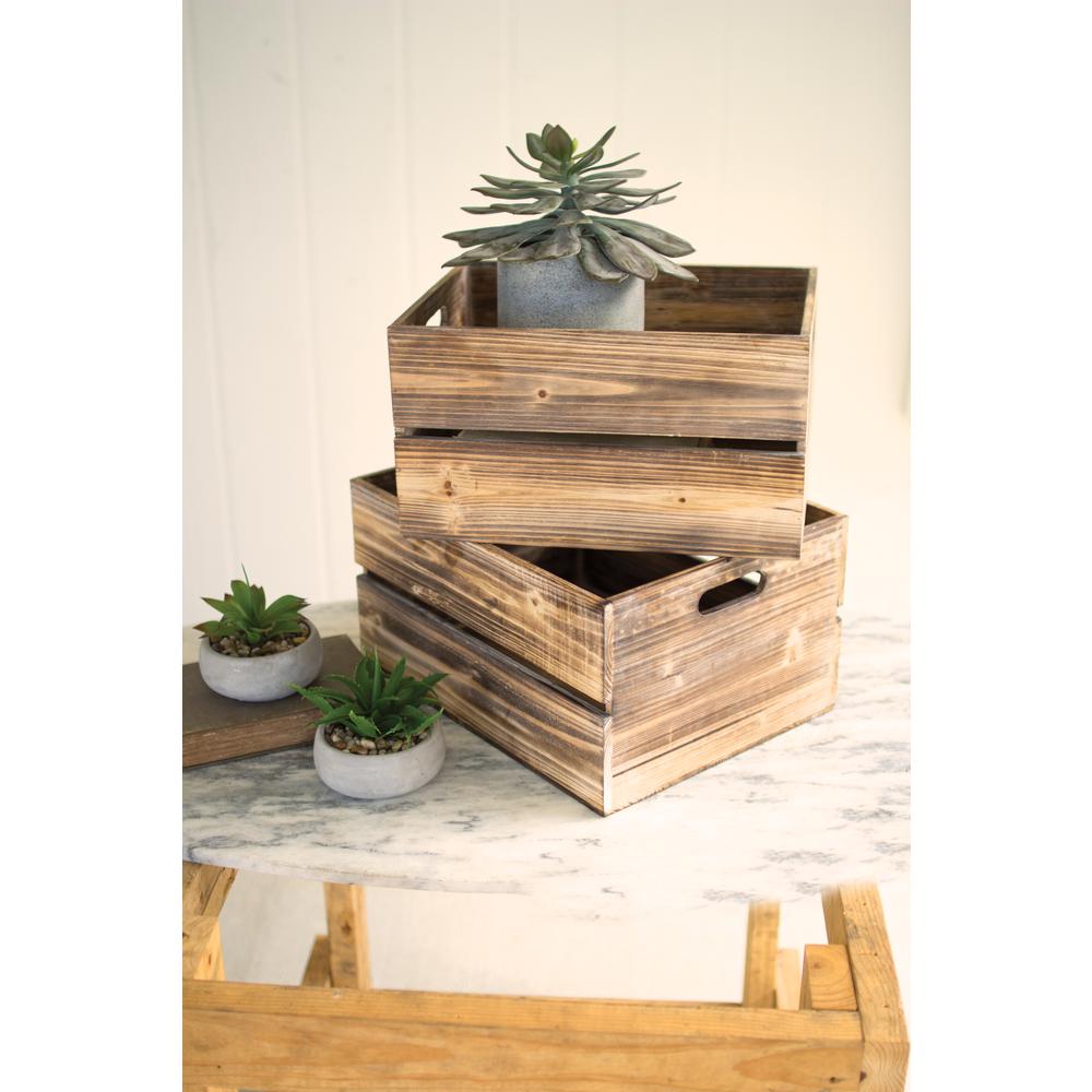 Set Of Two Wooden Slatted Crates. The main picture.