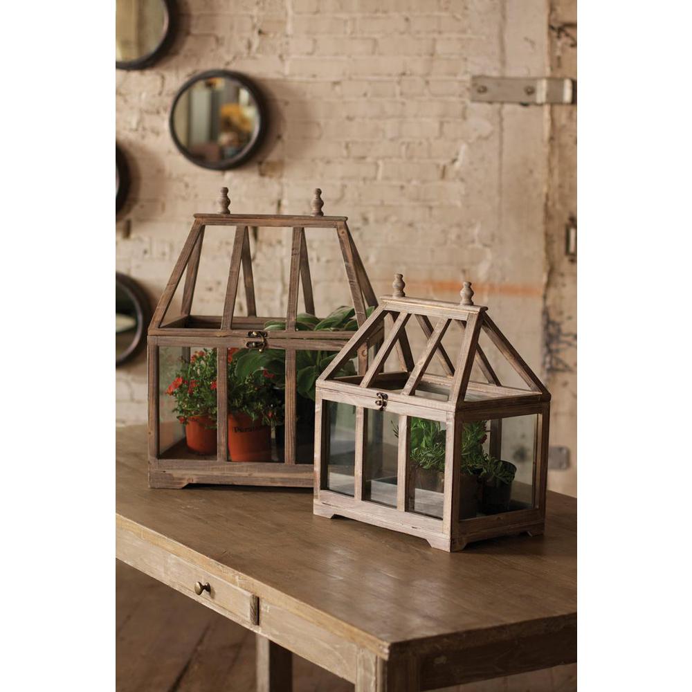 Set Of Two Wood And Glass Terrariums. Picture 1