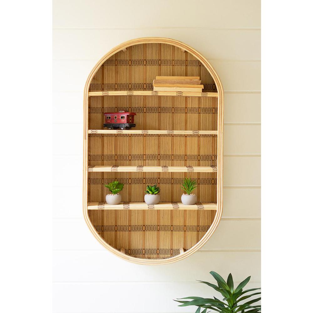 Oval Rattan Wall Shelf. Picture 3