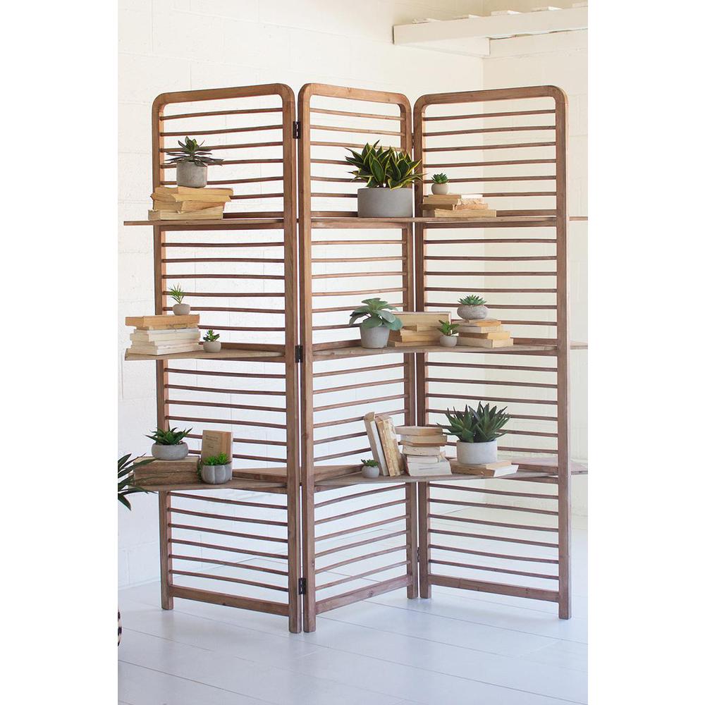 Folding Wooden Screen With Three Shelves. Picture 3