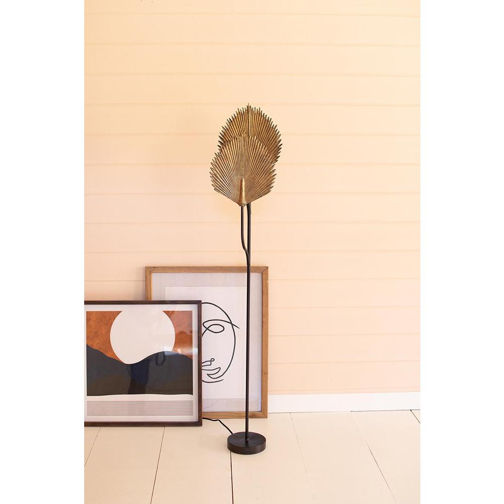 Floor Lamp With Antique Gold Leaves Detail. Picture 3
