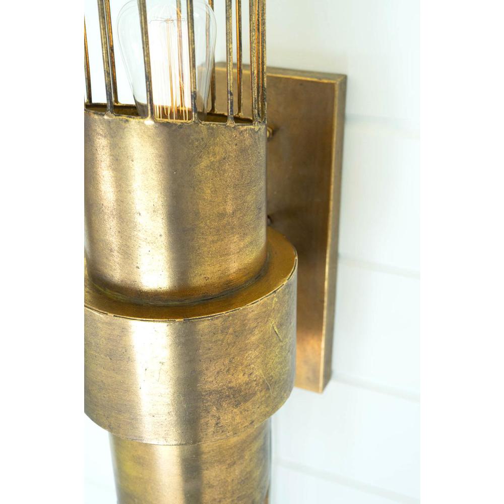 Brass Finish Metal Wall Sconce Light. Picture 4