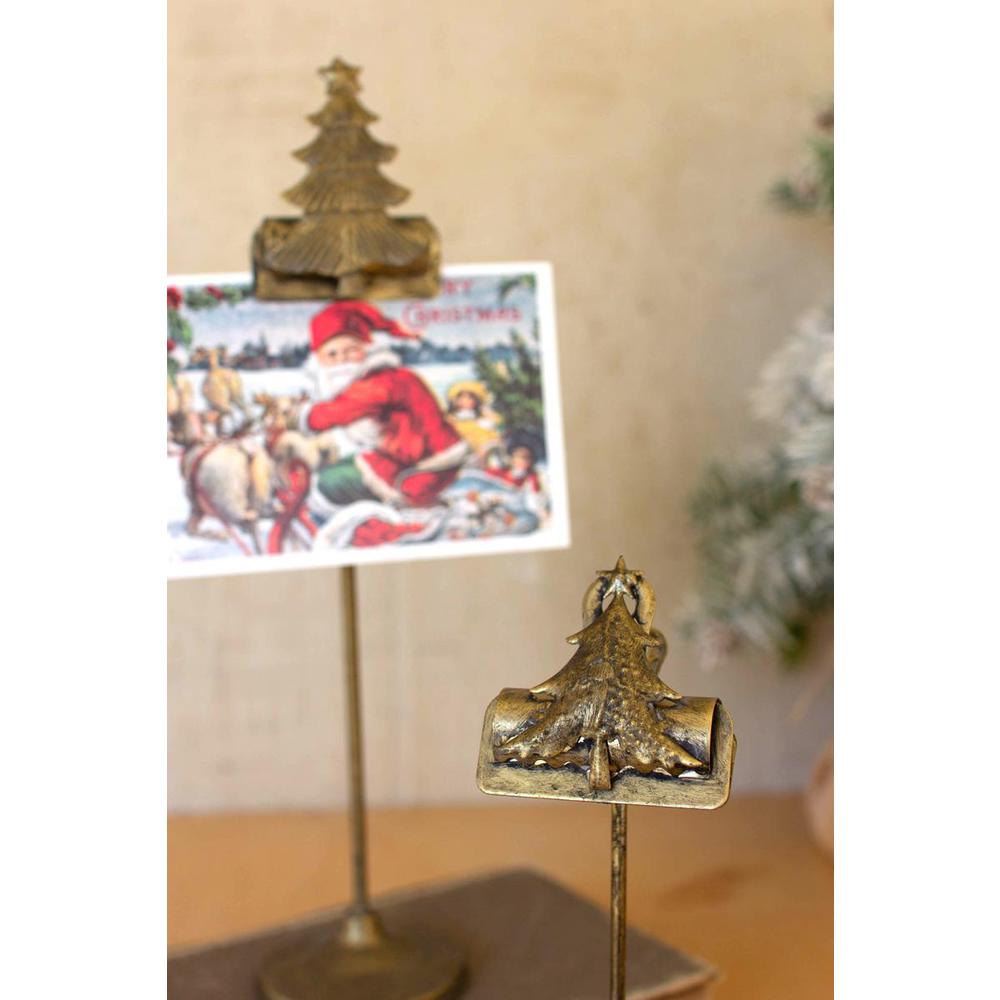 Set Of Two Christmas Tree Card Clips On Stands. Picture 3