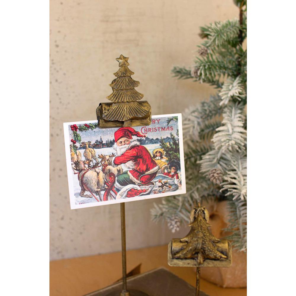 Set Of Two Christmas Tree Card Clips On Stands. Picture 4