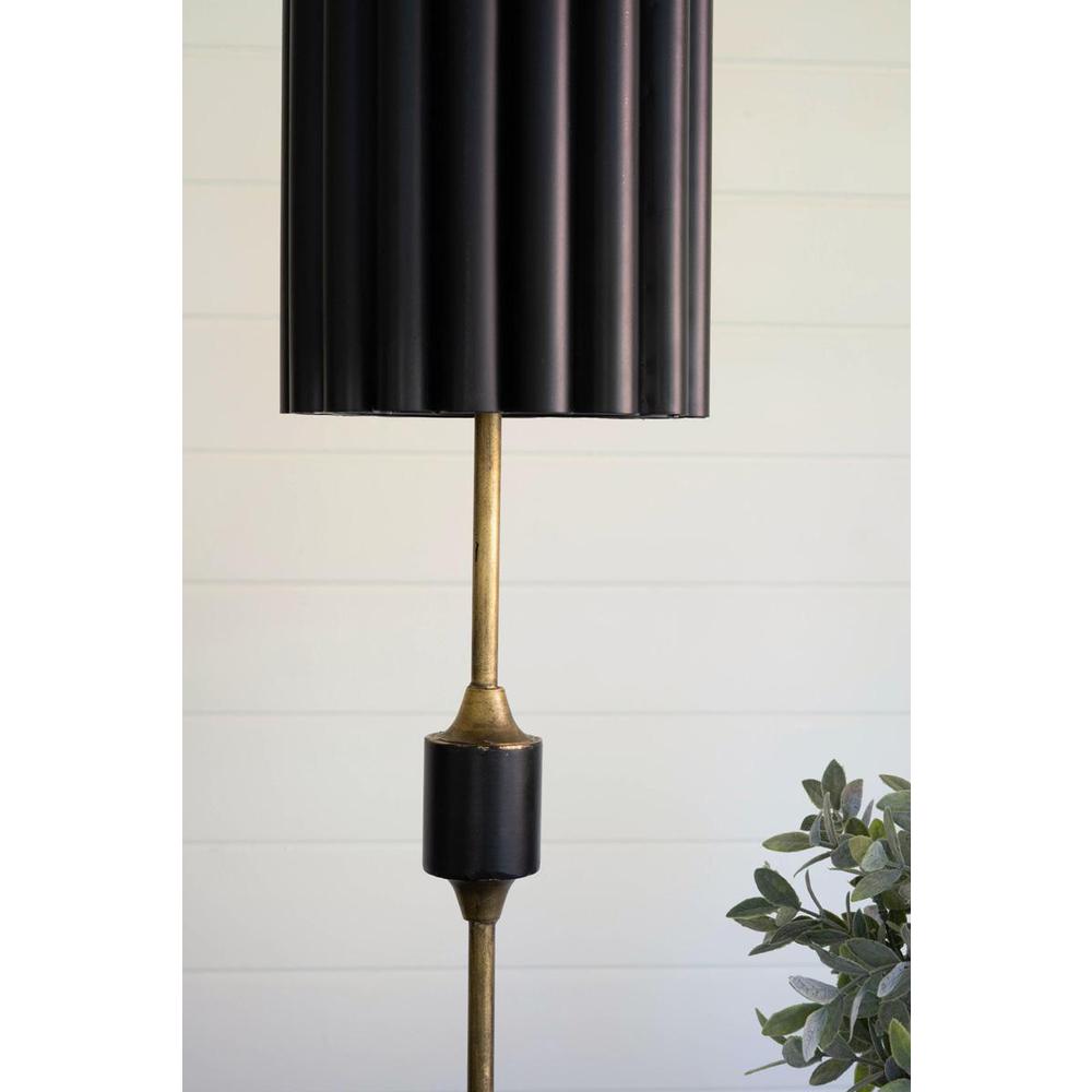 Antique Gold Table Lamp With Fluted Black Metal Shade. Picture 5