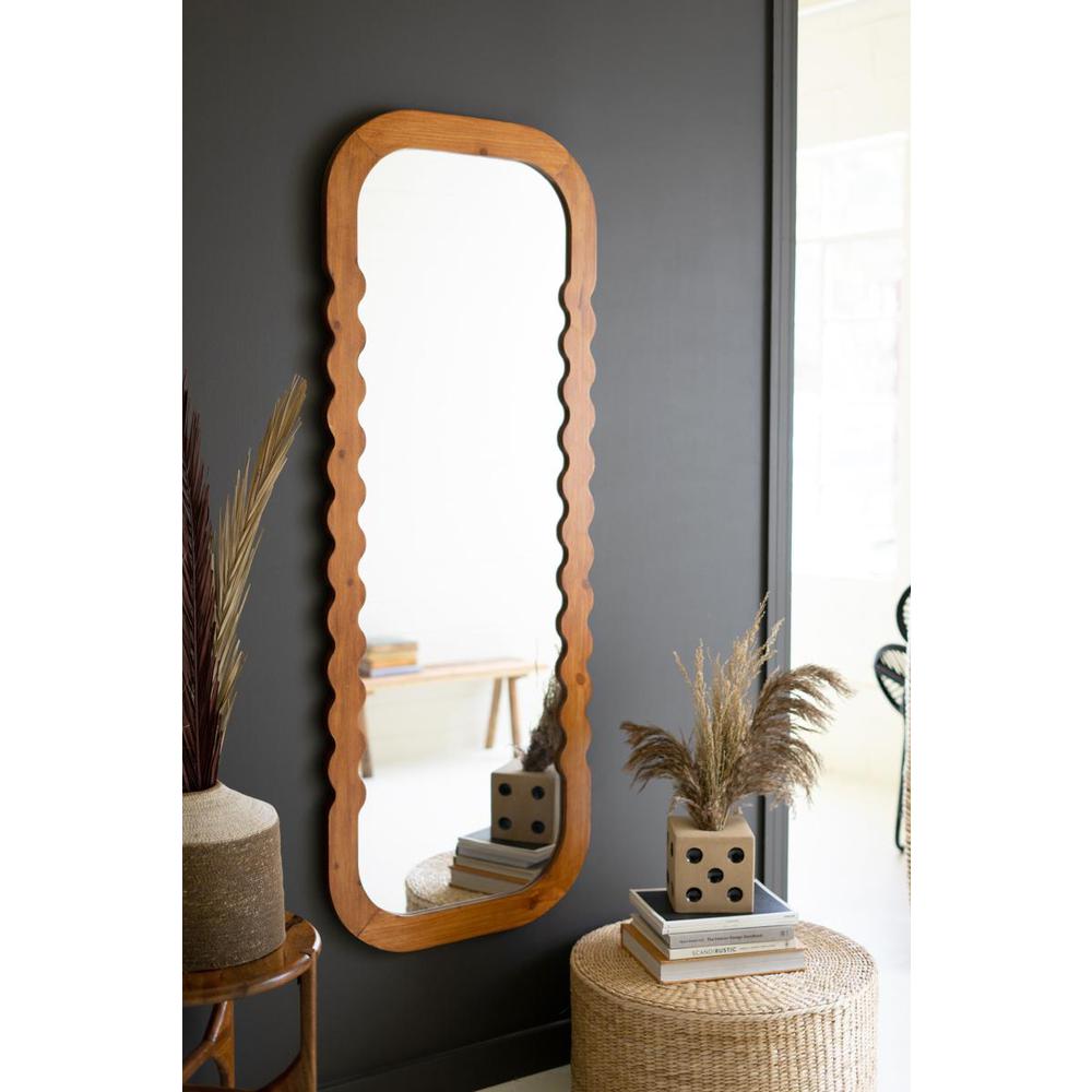 Natural Wood Framed Full Length Mirror. Picture 3