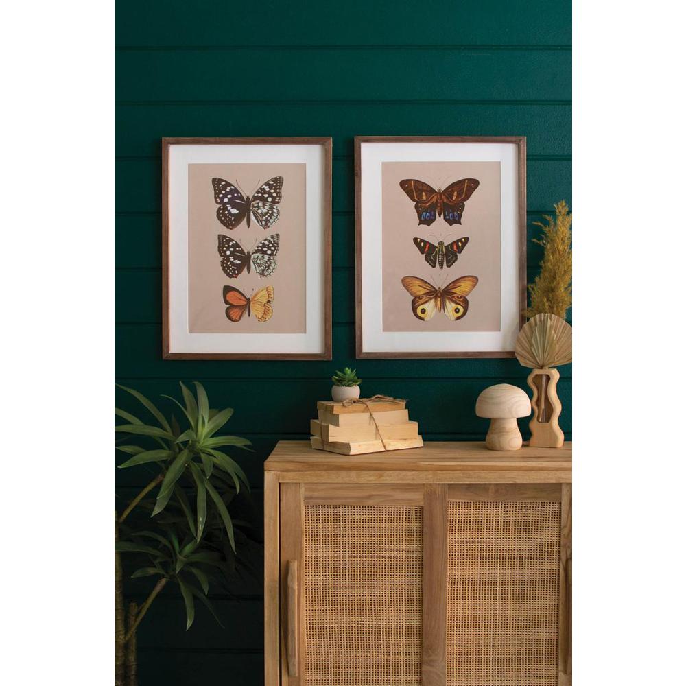 Set Of Two Framed Butterfly Prints Under Glass. Picture 4