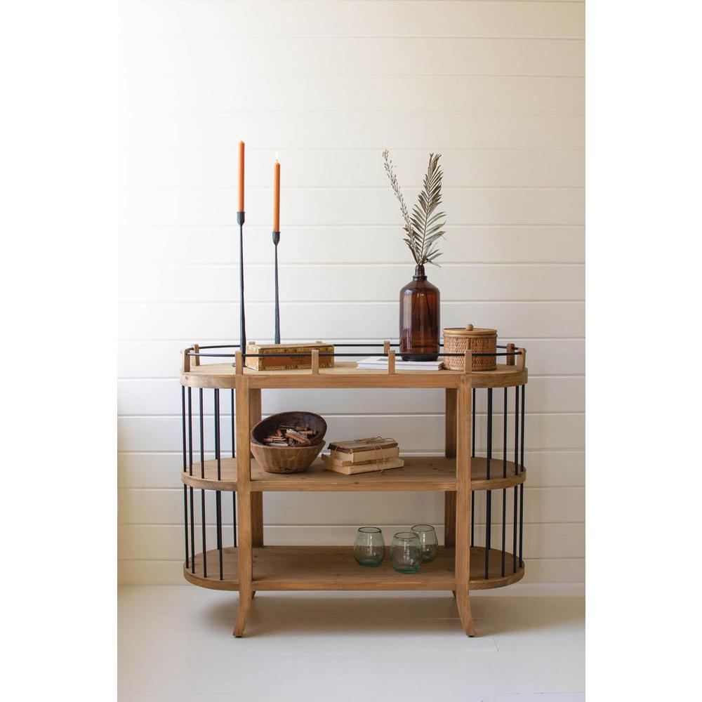 Oval Three Tierd Wooden Shelving Unit. Picture 1