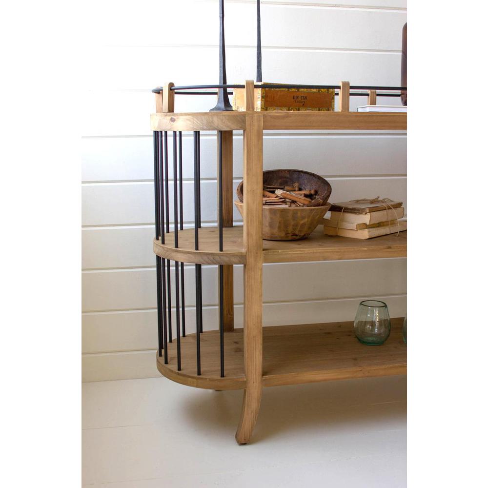 Oval Three Tierd Wooden Shelving Unit. Picture 4