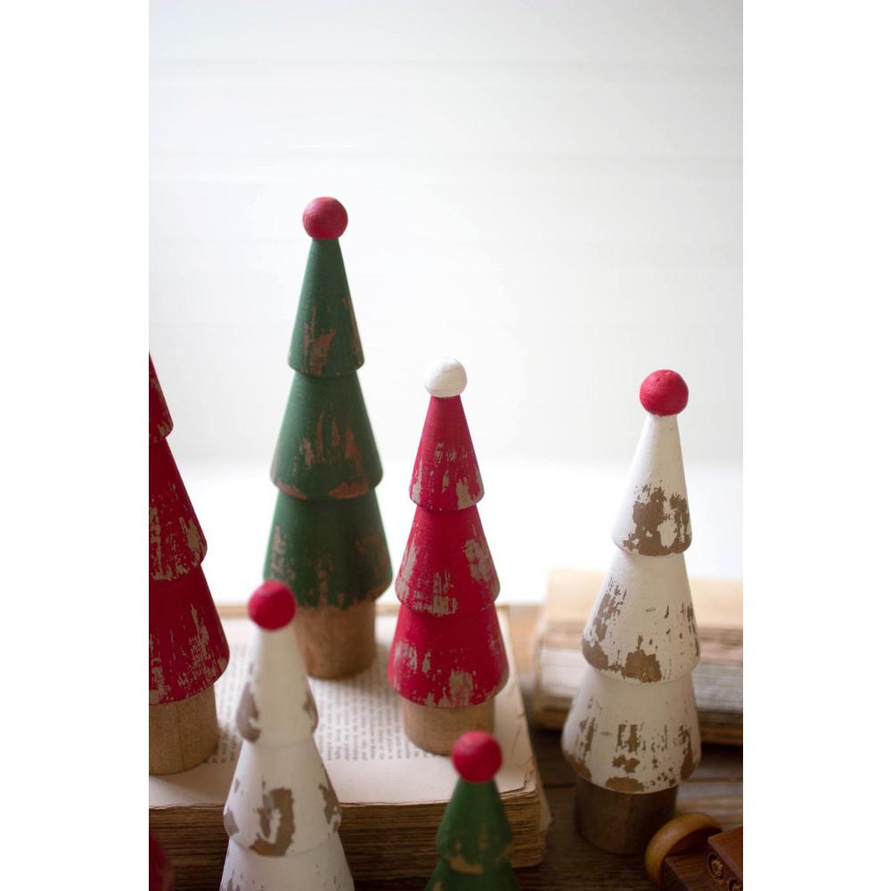 Set Of Nine Turned Wood Painted Christmas Trees. Picture 4
