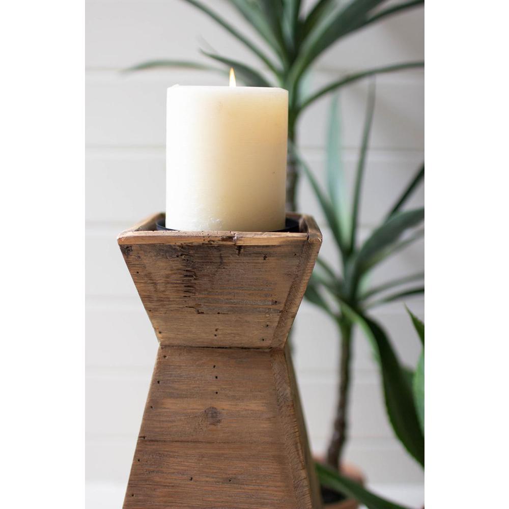 Set Of Three Recycled Wood Candle Towers. Picture 3