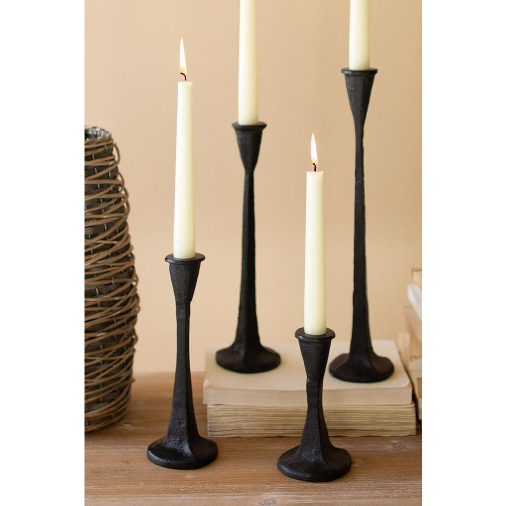 Set Of Four Cast Iron Taper Candle Holders. Picture 3