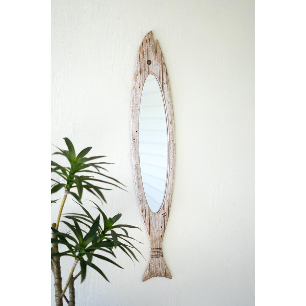 Carved Wooden Fish Mirror. Picture 3