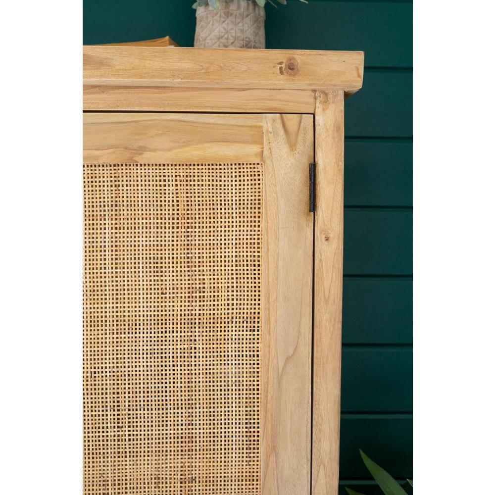 Large Two Door Wooden Cabinet With  Woven Cane Detail. Picture 6