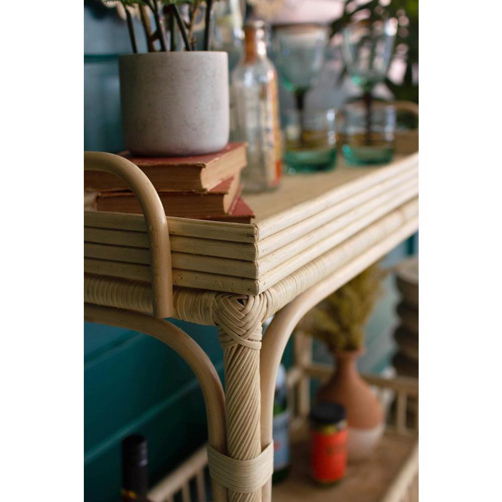 Woven Cane Boho Bar Table. Picture 4