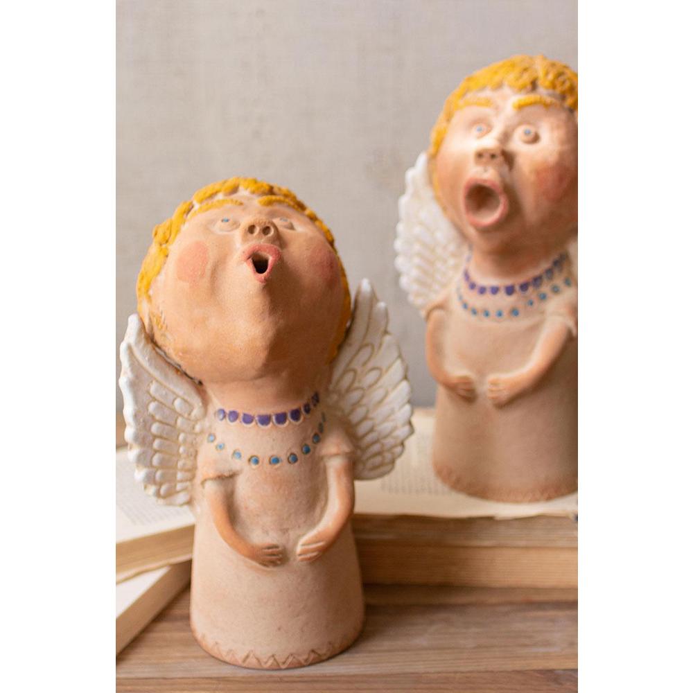 Set Of Two Caroling Clay Angels. Picture 3