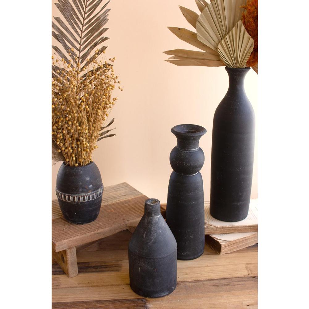 Set Of Five Modern Black Clay Vases. Picture 3