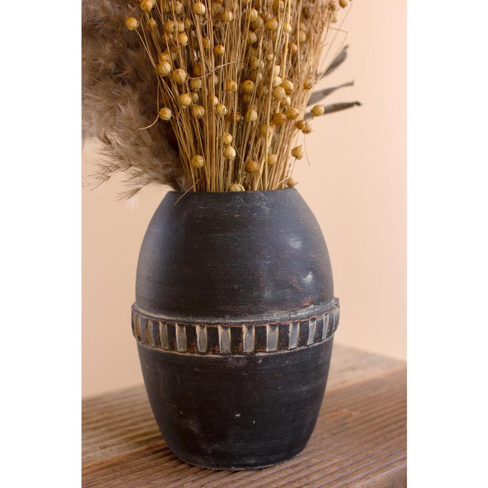 Set Of Five Modern Black Clay Vases. Picture 4