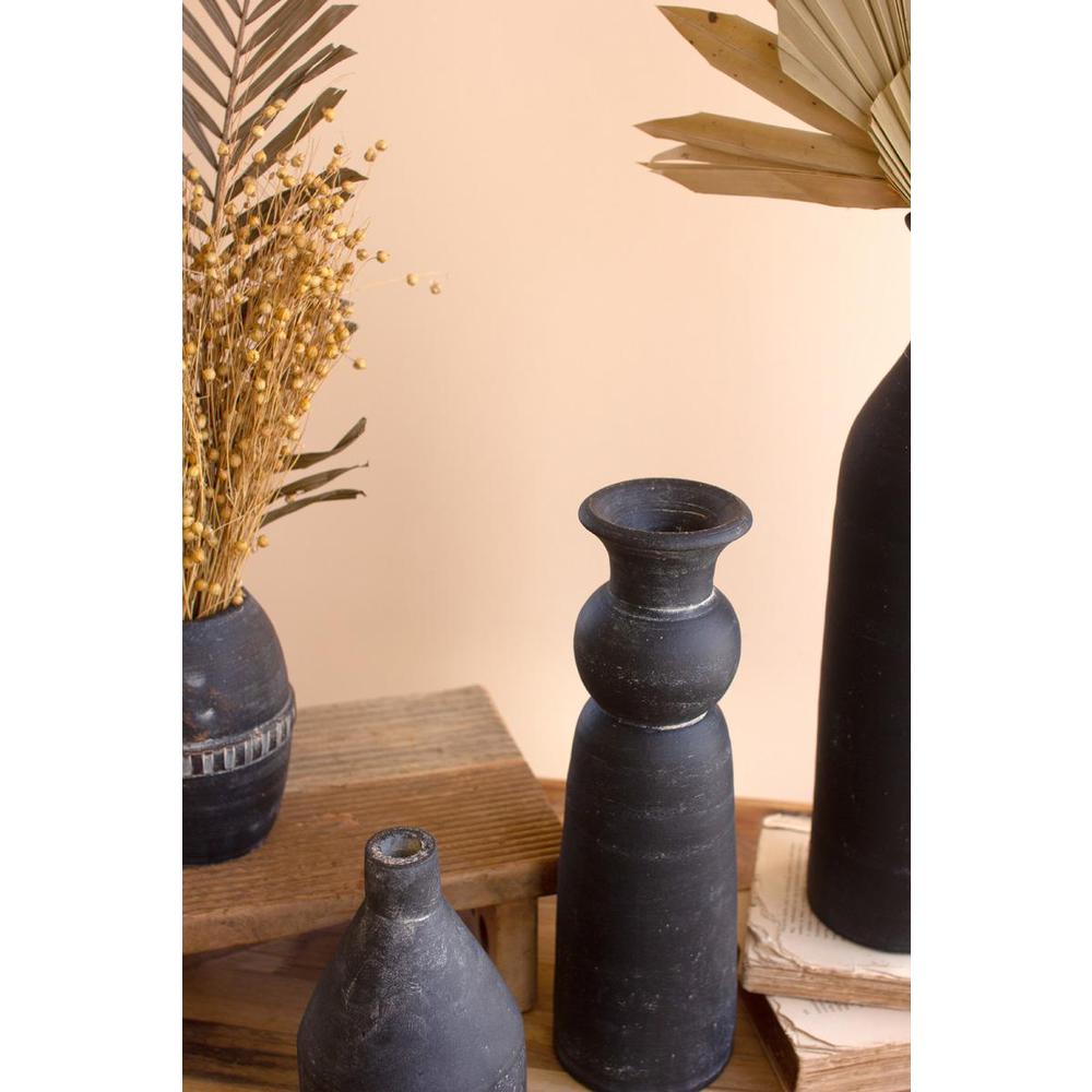 Set Of Five Modern Black Clay Vases. Picture 5