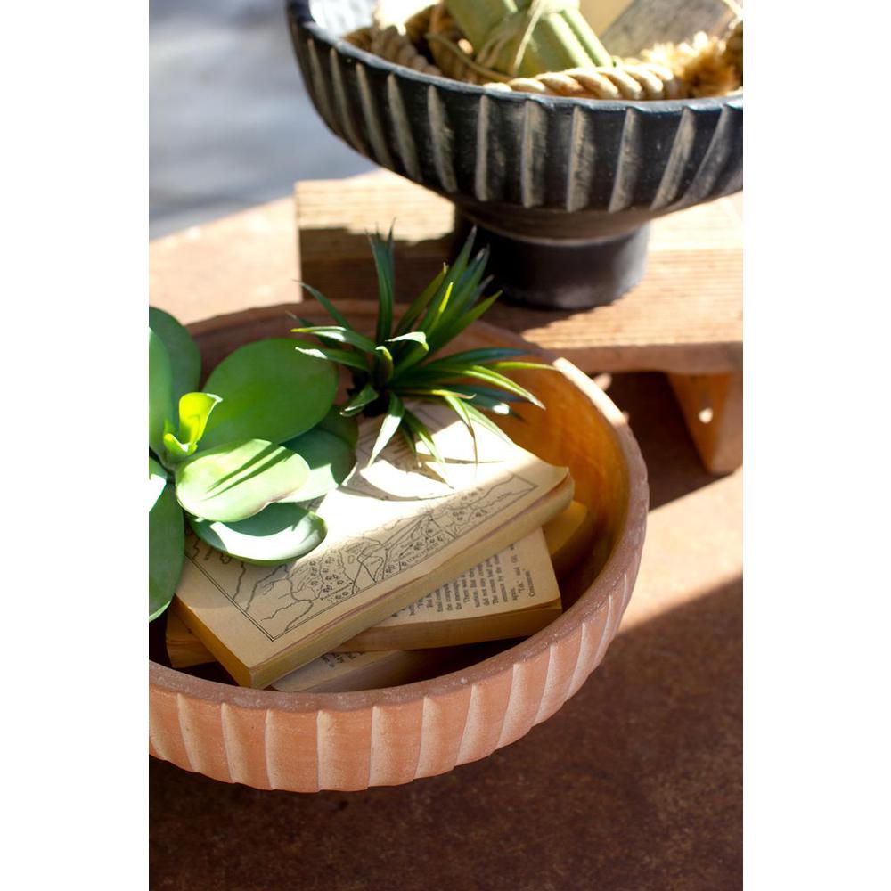 Footed Clay Bowls With Detail On Rim - Black Wash. Picture 6