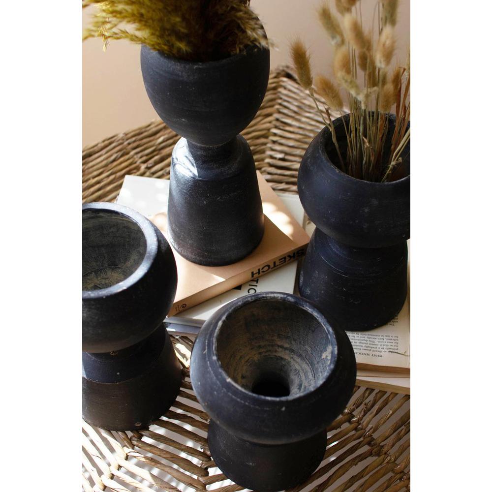Set Of Four Black Clay Vases. Picture 3