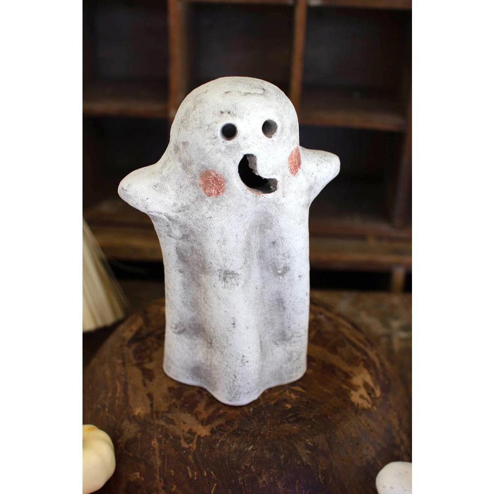 Set Of Two Tabletop Clay Ghost Lanterns. Picture 6