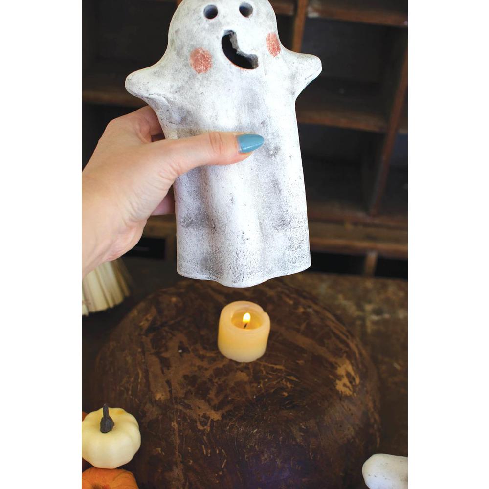 Set Of Two Tabletop Clay Ghost Lanterns. Picture 7