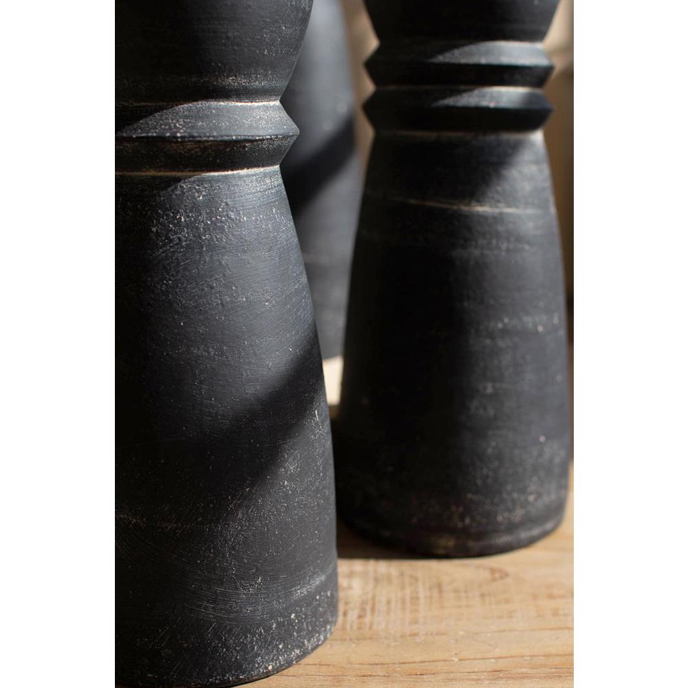 Set Of Five Black Clay Taper Holders. Picture 5