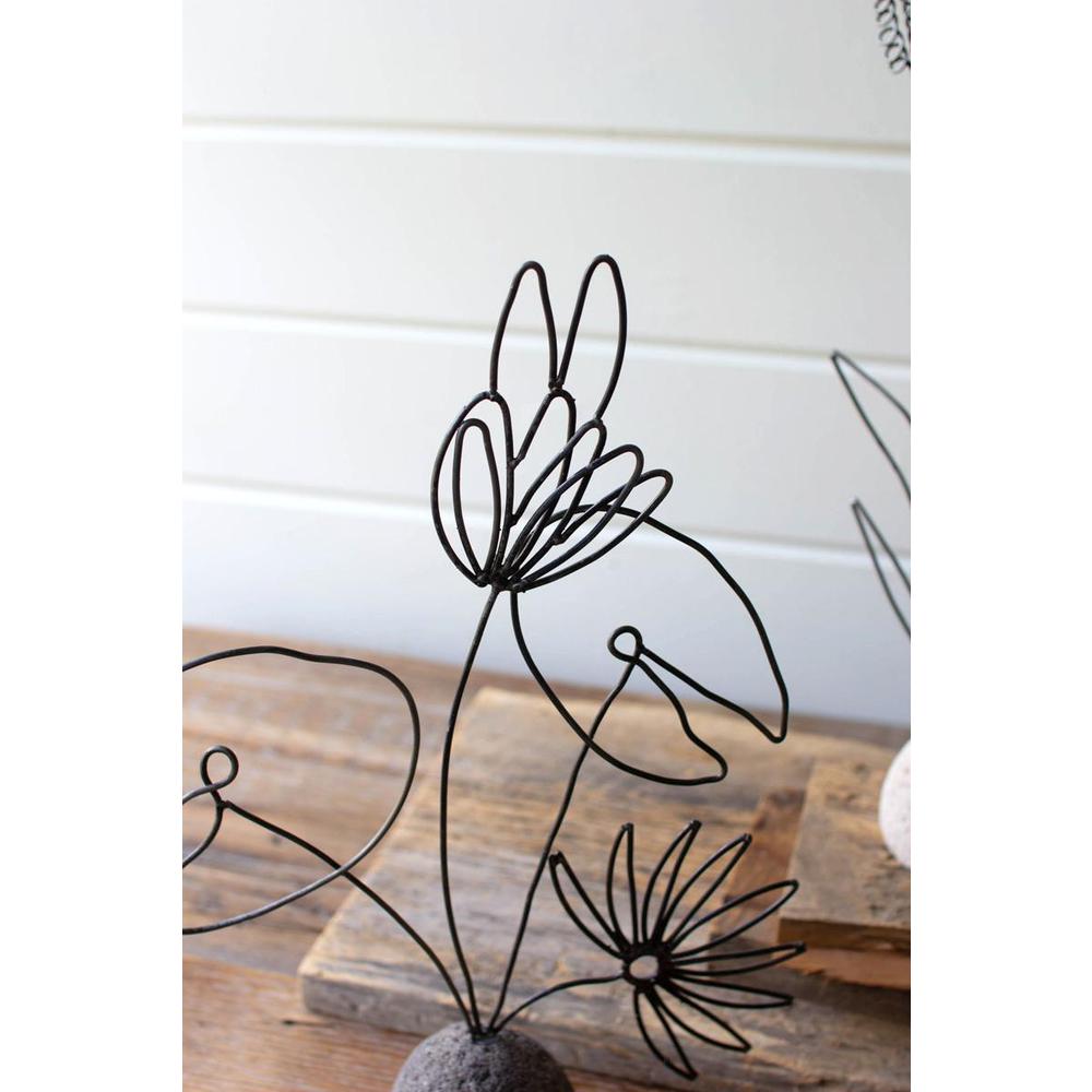 Set Of Two Wire Lake Plants With River Rock Base. Picture 4