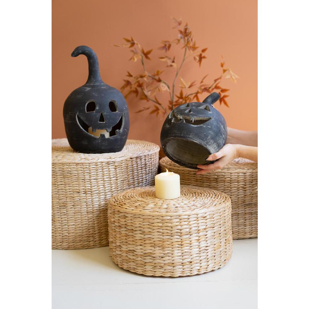 Set Of Two Black Clay Jack-O-Lanterns. Picture 4