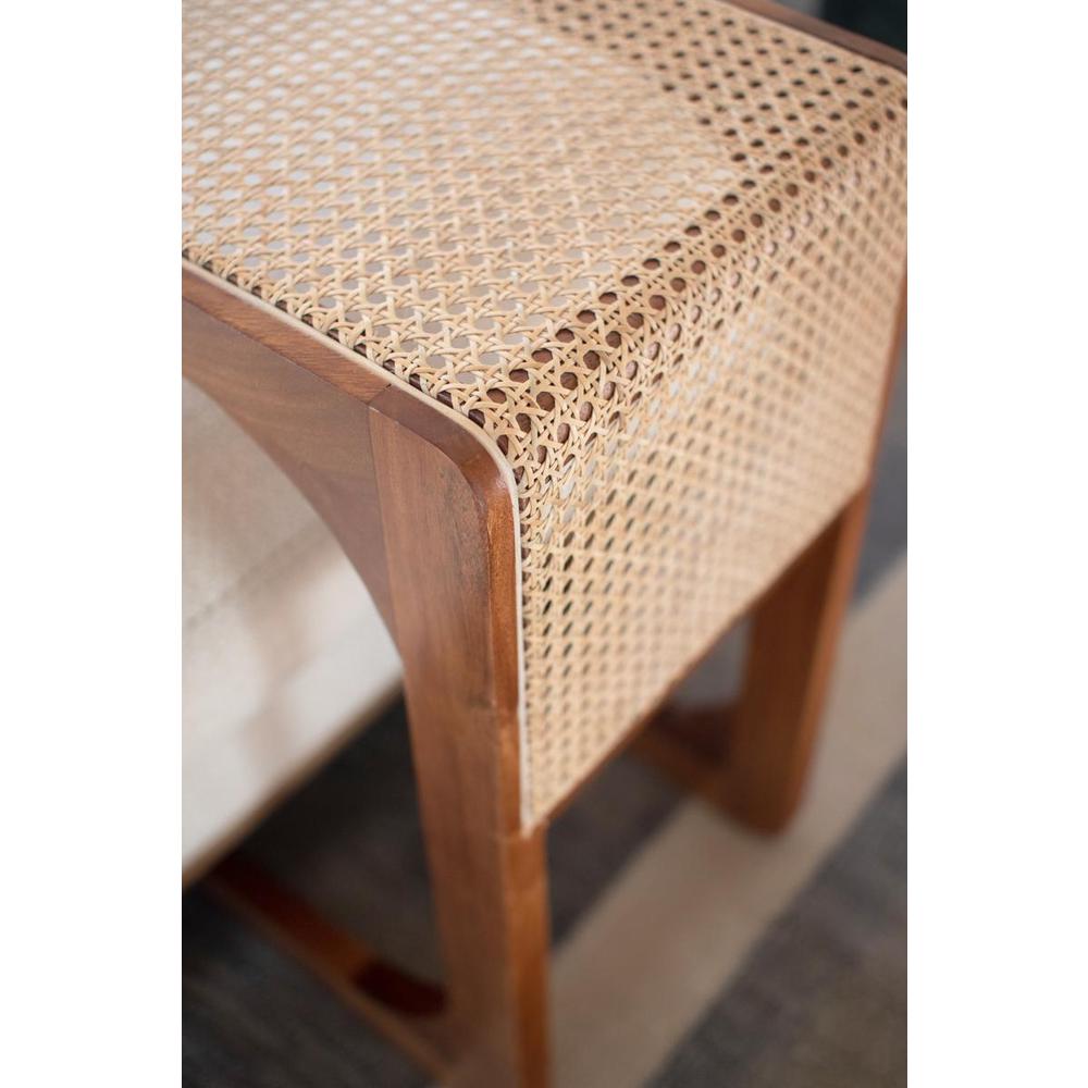 Wood Side Table With Woven Cane Detail. Picture 3