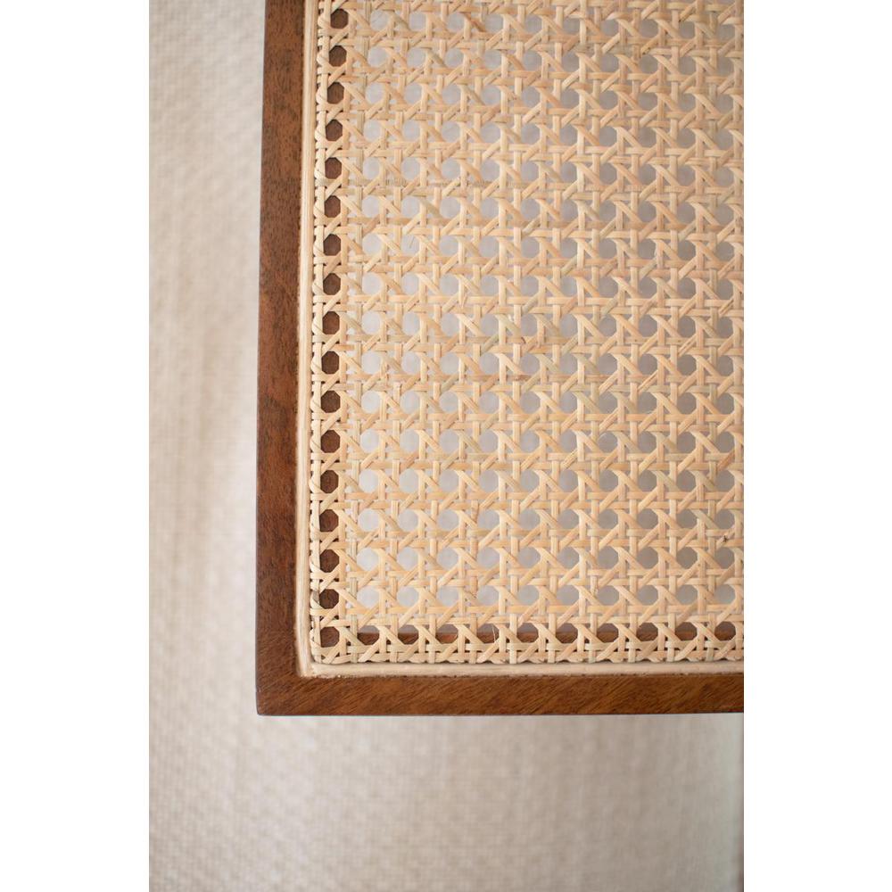 Wood Side Table With Woven Cane Detail. Picture 4