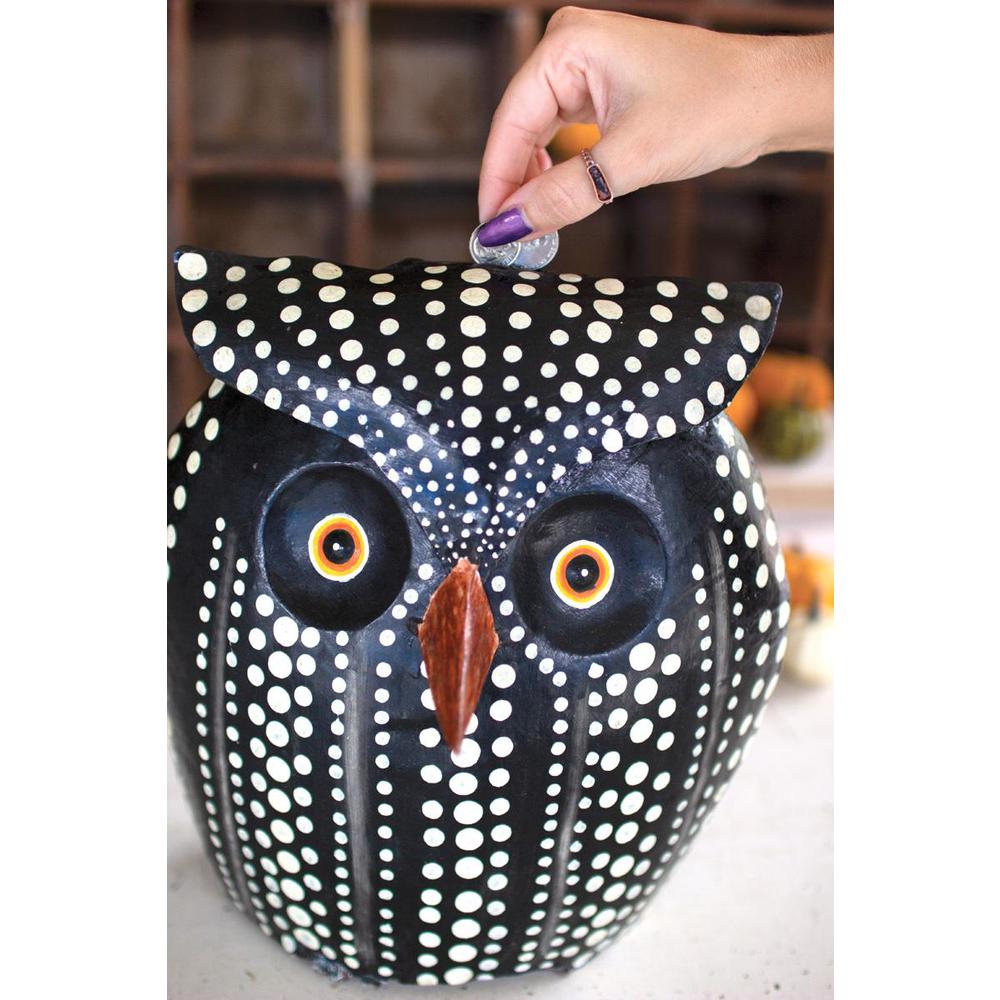 Painted Metal Owl Bank. Picture 3