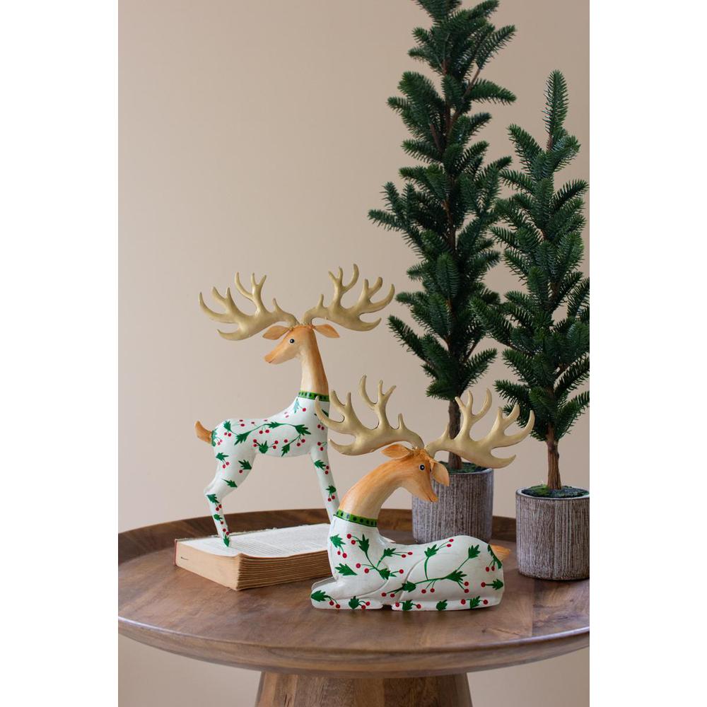 Set Of Two Painted Metal Reindeer. Picture 1