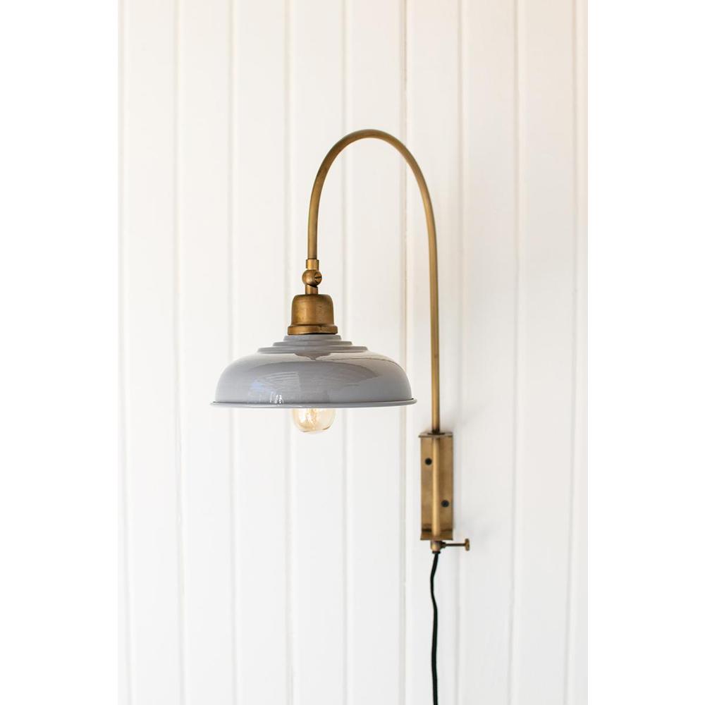 Wall Light With Grey Shade. Picture 1