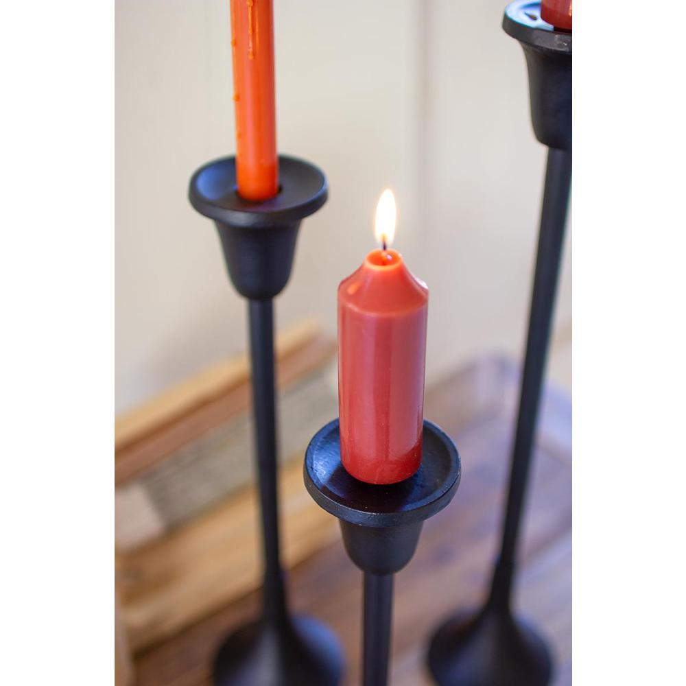 Set Of Three Metal Taper Candle Stands - Black. Picture 4
