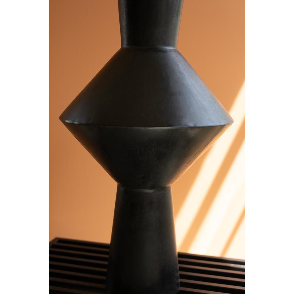 Tall Black Metal Geo Vase. Picture 4
