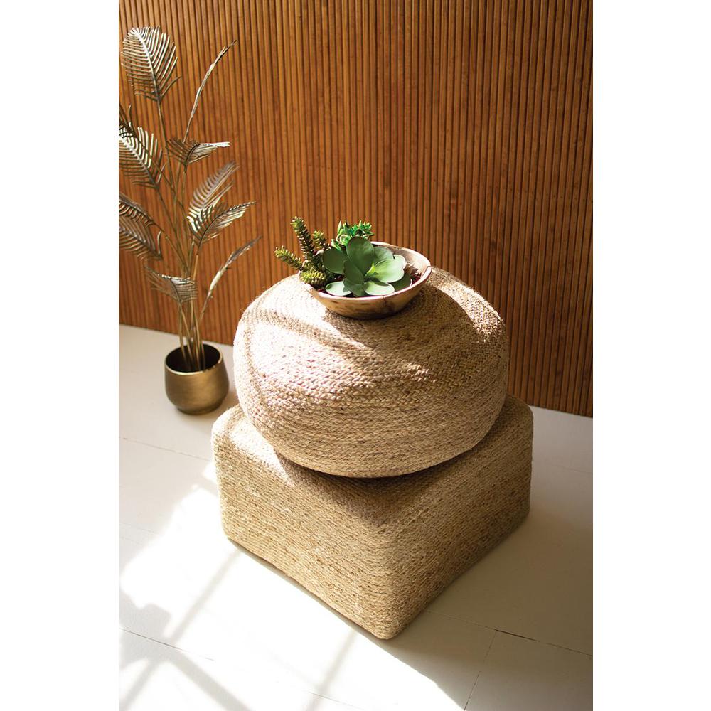 Square Braided Jute Pouf. Picture 4