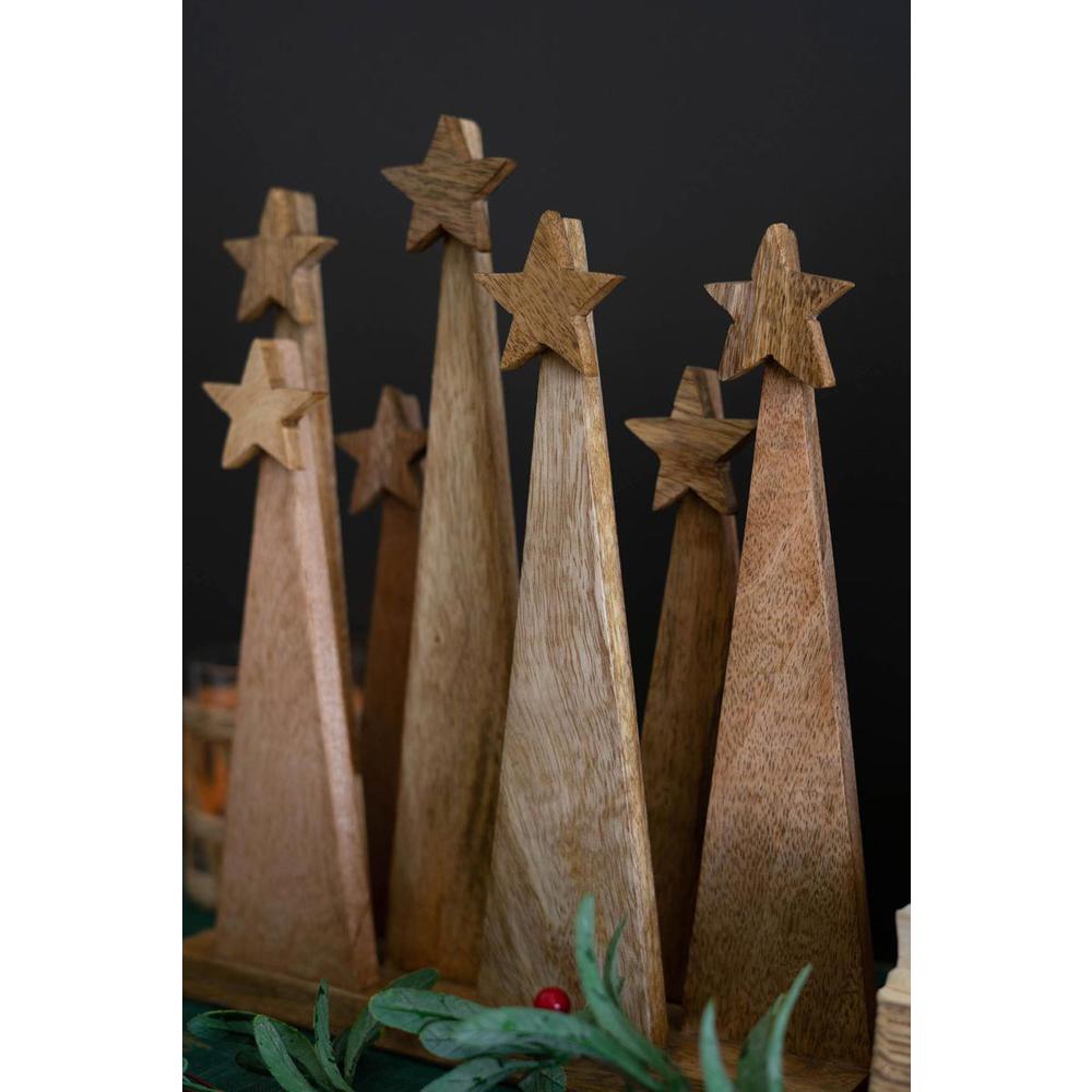 Seven Wooden Christmas Tree On A Base. Picture 3