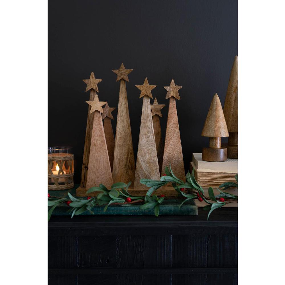 Seven Wooden Christmas Tree On A Base. Picture 4